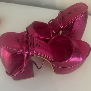 shein pink platform heels